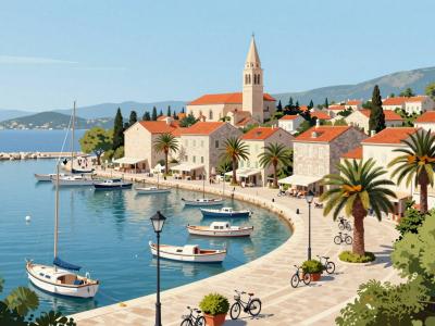 AI-generated illustration of Biograd Waterfront (Riva Biograd)