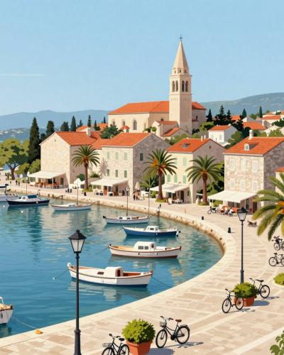 AI-generated illustration of Biograd Waterfront (Riva Biograd)