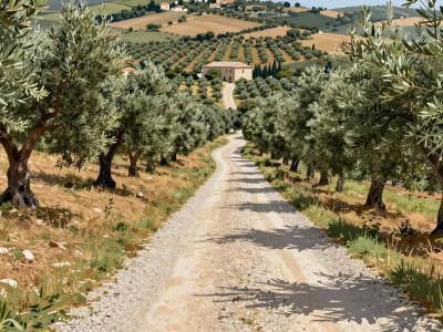 AI-generated illustration of Bol Olive Grove Trail