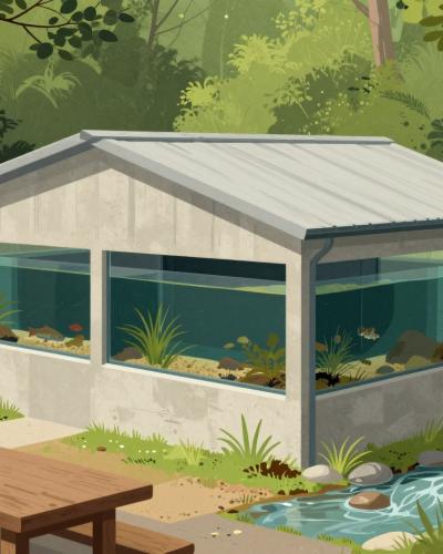 AI-generated illustration of Croatian Centre for Indigenous Water Fish and Crawfish Species