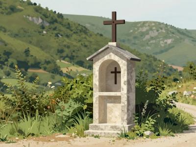 AI-generated illustration of Crucifix Shrine at Strahinje Radobojsko