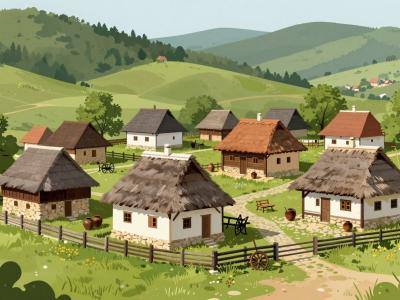 AI-generated illustration of Dišeća Starina Ethno Village