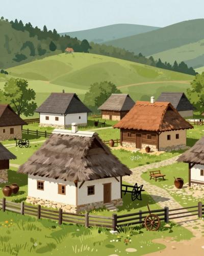 AI-generated illustration of Dišeća Starina Ethno Village