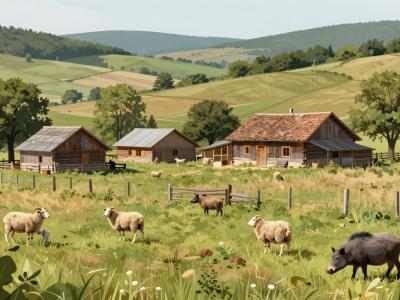 AI-generated illustration of Farma Jelena I Muflona