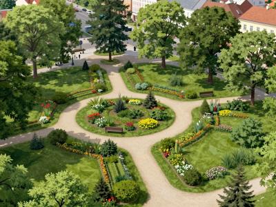 AI-generated illustration of Gradski park Nova Gradiška