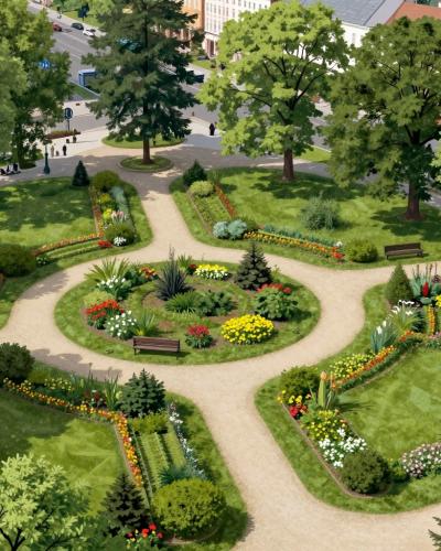 AI-generated illustration of Gradski park Nova Gradiška