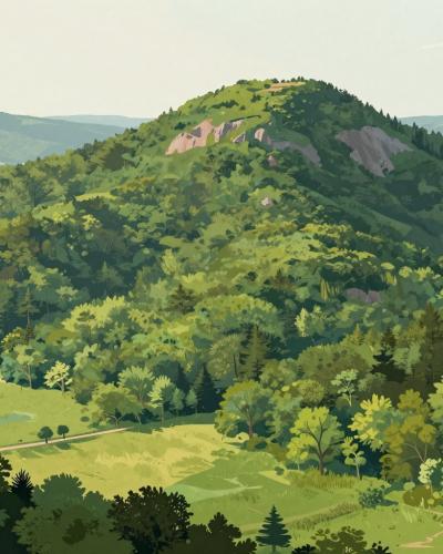 AI-generated illustration of Kunagora Summit and Meadow