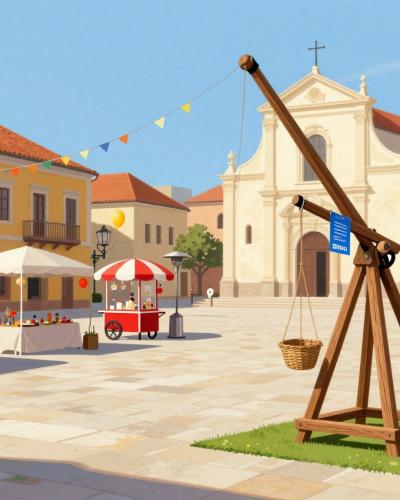 AI-generated illustration of Local Squares of Čakovec