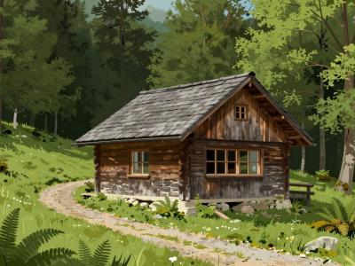 AI-generated illustration of Lojzekov Izvor Mountain Hut
