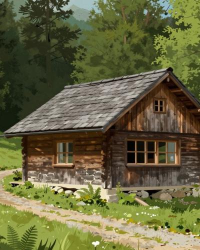AI-generated illustration of Lojzekov Izvor Mountain Hut