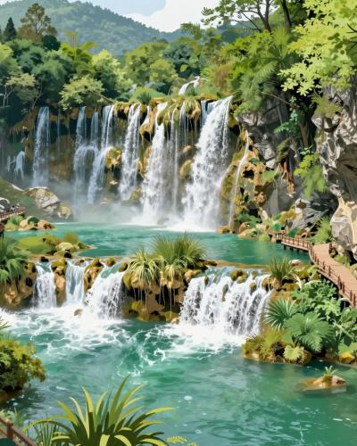 AI-generated illustration of Lower Lakes (Donja Jezera)