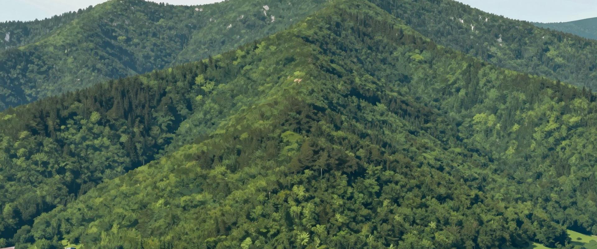 AI-generated illustration of Medvednica Mountain