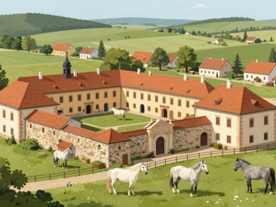 AI-generated illustration of National Lipizzan Stud Farm ĐAKOVO MS