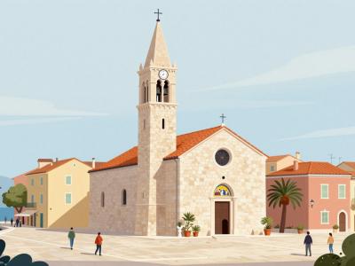 AI-generated illustration of Parish Church of Saints Cosmas and Damian (Župna Crkva Sv. Kuzme i Damjana)