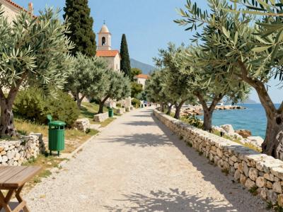 AI-generated illustration of Punat Waterfront Promenade (Lungomare Punat)