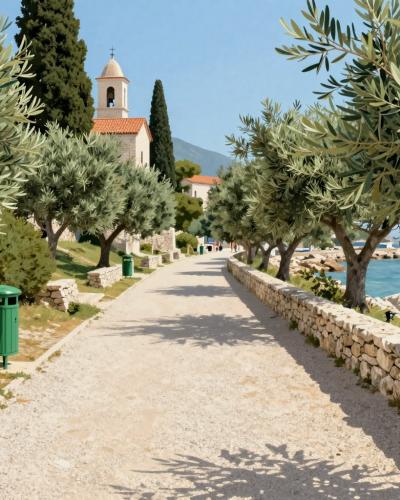 AI-generated illustration of Punat Waterfront Promenade (Lungomare Punat)
