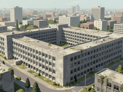 AI-generated illustration of Ruins Of A Massive Yugoslav-era Hospital Complex (Zagreb)