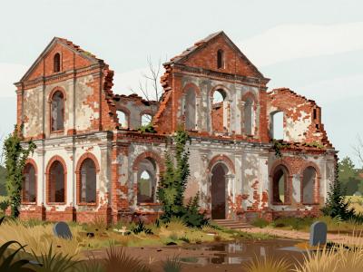 AI-generated illustration of Ruiny kościoła