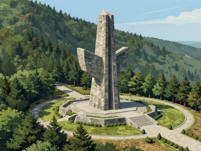 AI-generated illustration of Spomen park Sokolovac