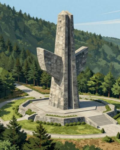 AI-generated illustration of Spomen park Sokolovac