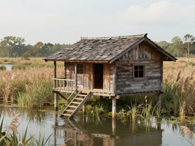 AI-generated illustration of 'Stanovi' Traditional Wooden Houses