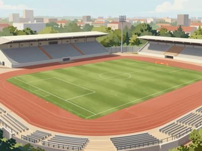 AI-generated illustration of The stadium Đakovo