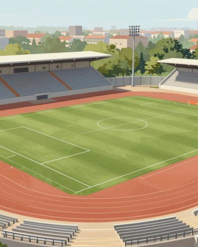 AI-generated illustration of The stadium Đakovo