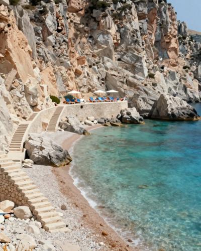 AI-generated illustration of Vajavina Beach - 100 Stairs