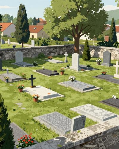 AI-generated illustration of Veliko Trgovišće Cemetery