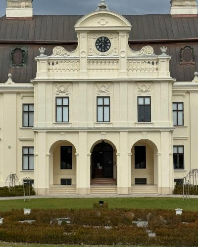 Free Front view of Pejačević Castle in Našice, highlighting architectural details. Stock Photo