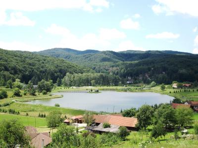 Lake Podgarić in the green wooded Moslavačka gora hills