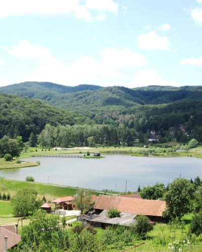 Lake Podgarić in the green wooded Moslavačka gora hills