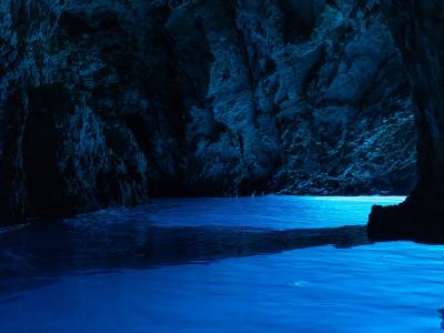 Sunlight turning the water blue inside the Blue Cave on Biševo