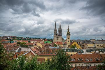Zagreb Cathedral and Upper Town rooftops