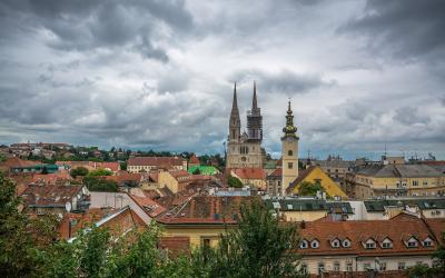 Zagreb Cathedral and Upper Town rooftops