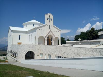 The Church of the Croatian Martyrs above the plain at Udbina