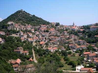 Lastovo town spread over its hillside amphitheatre