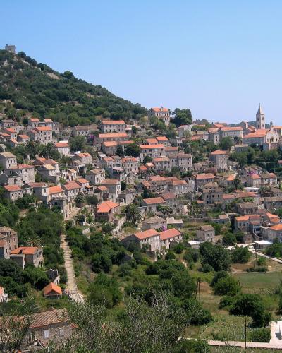 Lastovo town spread over its hillside amphitheatre
