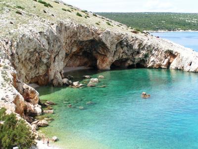 Turquoise coves on the coast near Belej on Cres
