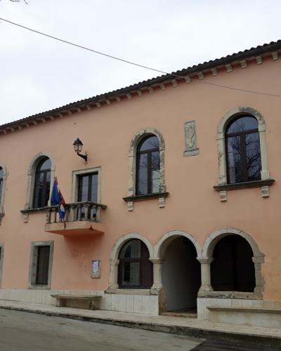 Facade of the Loredan Palace in the village of Rakalj, Istria