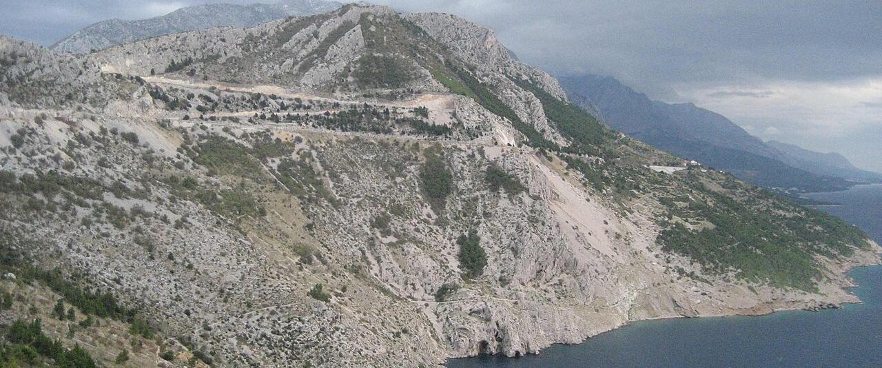 The Adriatic coast road above the sea near Makarska
