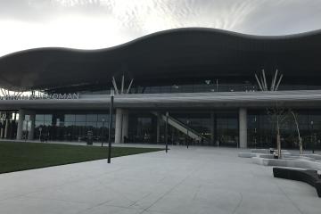 The wave-roofed terminal of Zagreb Franjo Tuđman Airport