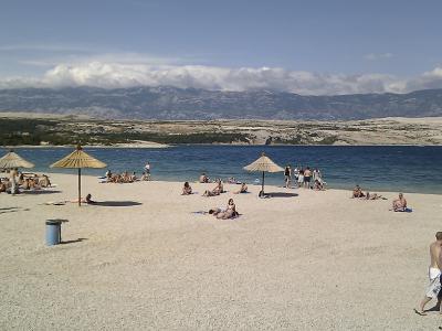 Umbrellas on Zrće beach near Novalja