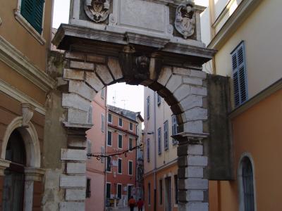 The Baroque Balbi Arch leading into Rovinj old town