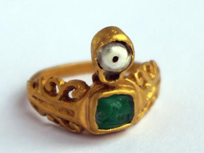 Roman gold ring with an evil-eye talisman from the collection of the Vinkovci Municipal Museum