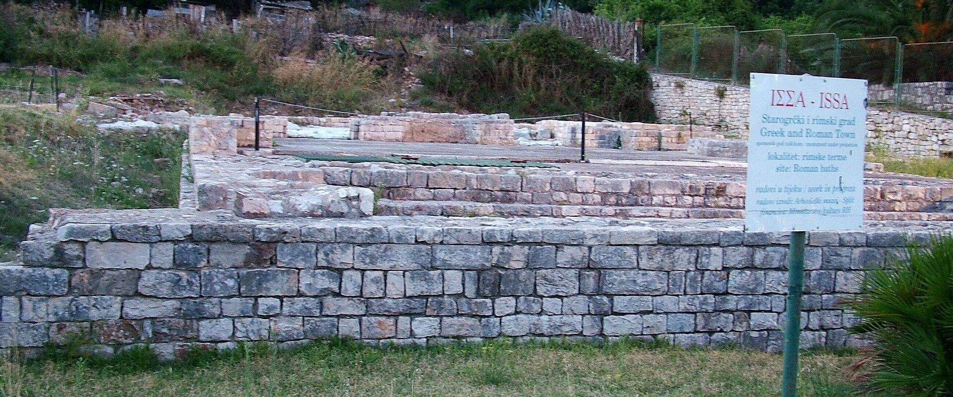 Excavated walls of the Roman baths in Vis town