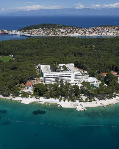Čikat bay near Mali Lošinj from above, with its pine woods and villas