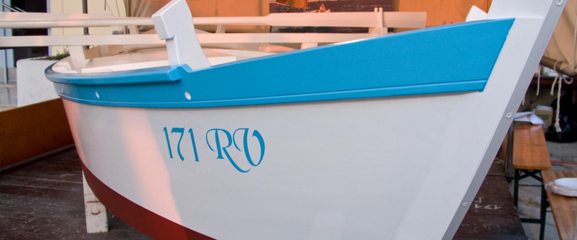 A traditional Rovinj batana boat on display in the Batana Eco-Museum