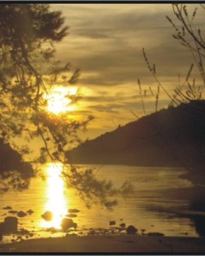 Sunset in Istruga bay, Korcula, Croatia