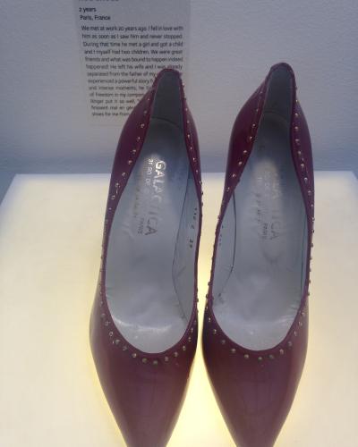 A pair of shoes and its story, one of the exhibits at the Museum of Broken Relationships